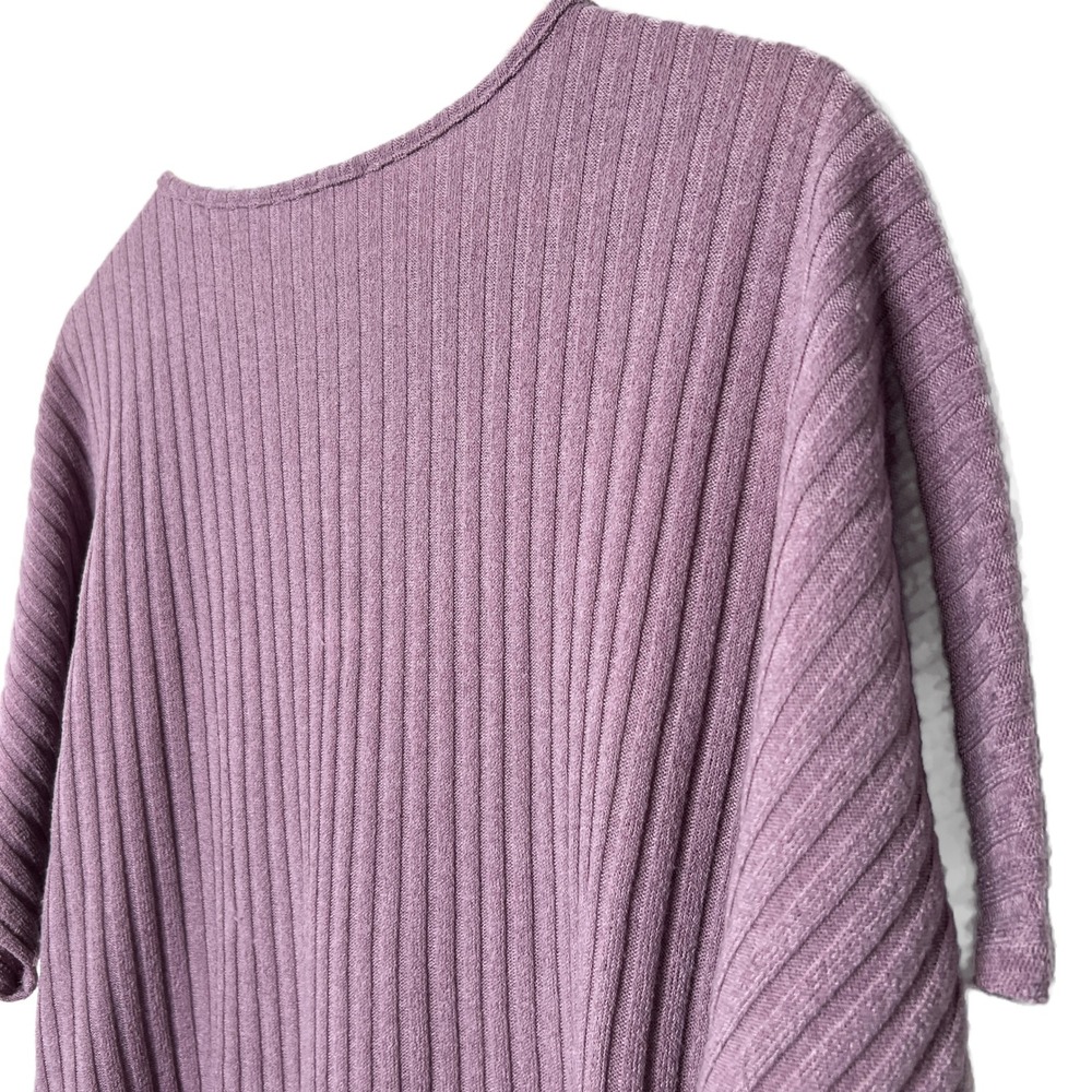 IVY.RIDGE Purple Ribbed Knit Dolman Sleeve Asymmetrical Button Top Women's Large - Picture 13 of 16